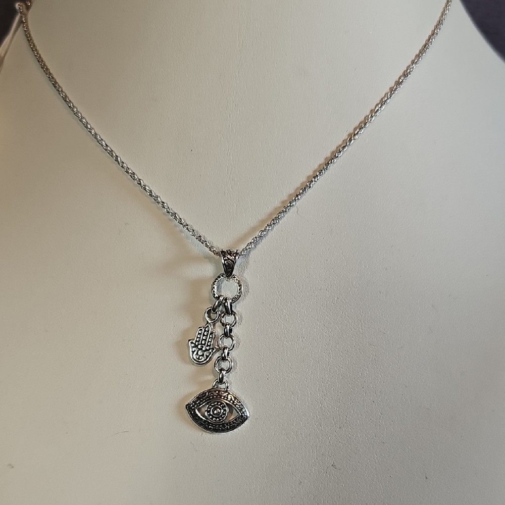 Silver Evil Eye Pendant Necklace
